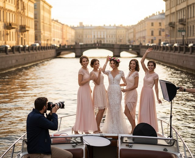 Фотосессия на катере — девичник с профессиональным фотографом